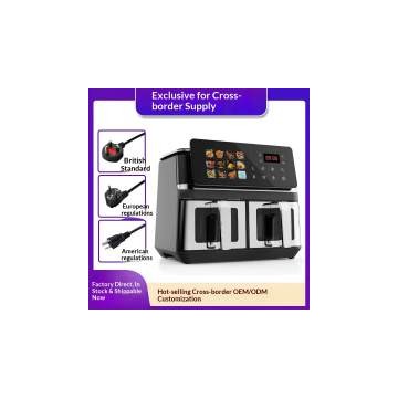 新款双锅悬浮屏【不锈钢款+电子触摸+可视】大容量空气炸锅烤箱机